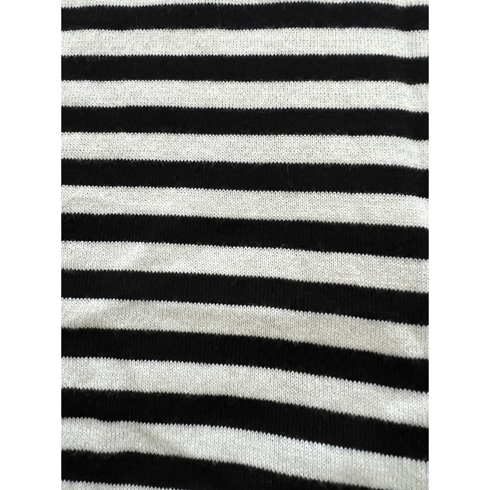 Lauren Ralph Lauren Petite Striped Sweater White Black Gray Zip Shoulder Cotton - Picture 11 of 13